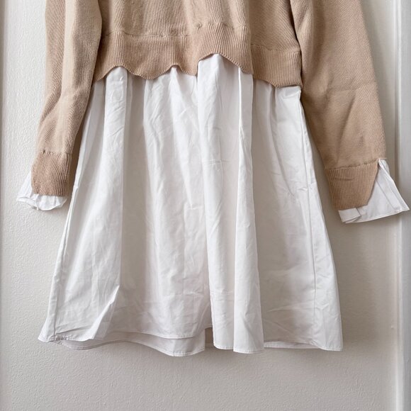 English Factory Linen Blend Long Sleeve Sweater Twofer Mini Dress - Picture 4 of 6